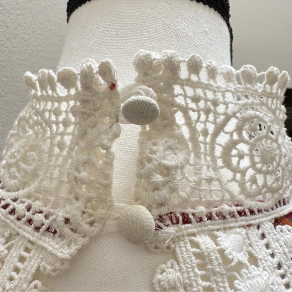 ASOS Mini Dress Floral Size 10 Crochet High Neck Open Back Red Orange Coquette - Picture 12 of 12